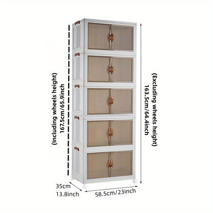 1pc Rectangle Storage Box with Lids, Plastic Waterproof Collapsible Organizer on Wheels, Magnetic Closure Multipurpose Container for Home & Kitchen Storage