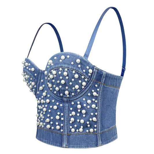 Shapewear Short Outerwear Sexy Womens Denim Bustier Vest