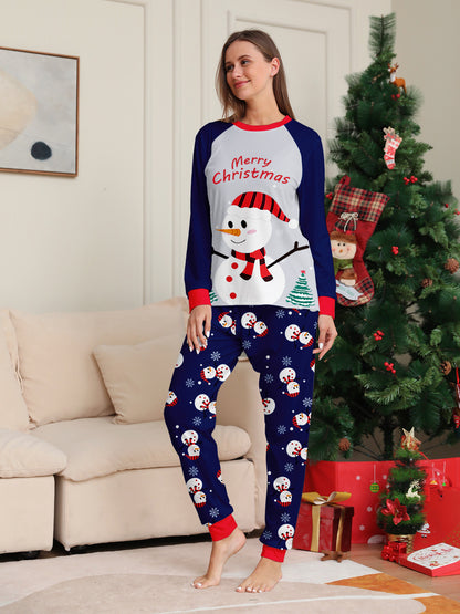 White Snowman Parent-Child Christmas Pajamas Cartoon Family Set