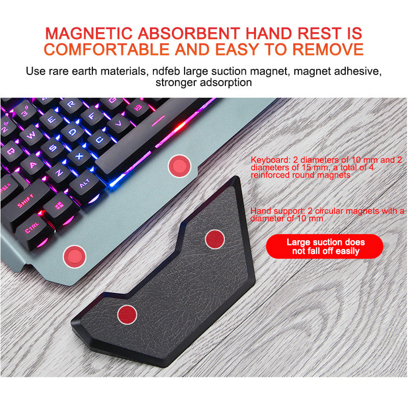 Ergonomische kabelgebundene Gaming-Tastatur mit RGB-Hintergrundbeleuchtung und Handyhalterung