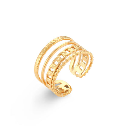 Leichtes Luxusdesign, beliebter goldener hohler Edelstahlring