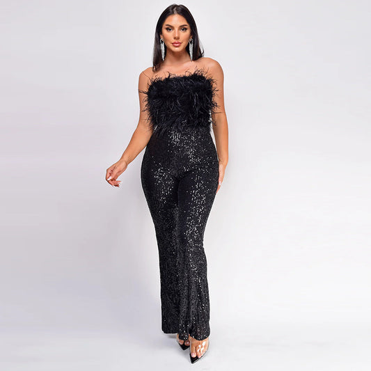 European And American Summer New Women's Sleeveless Backless Jumpsuit