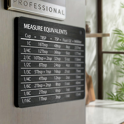 [1pc Magnetic Fridge Magnet Scale] 1pc Stainless Steel Fridge Magnet, With Magnetic Scale Plate, Common Unit Conversion Comparison Table 4.3in/3.3in