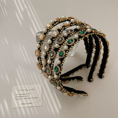 Baroque Full Diamond Pearl Thin Edges High-grade Temperament Headband