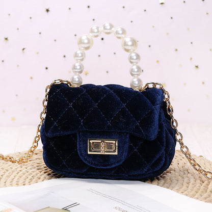 Gold Velvet Mini Pearl Tote