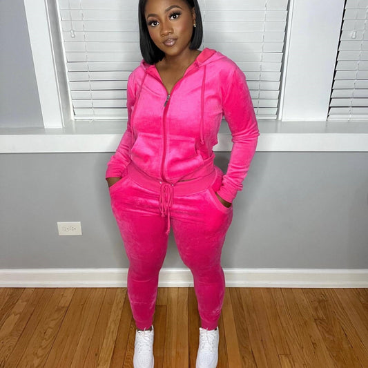 Women's Casual Silver Fox Fur Top And Pants Two-piece Set