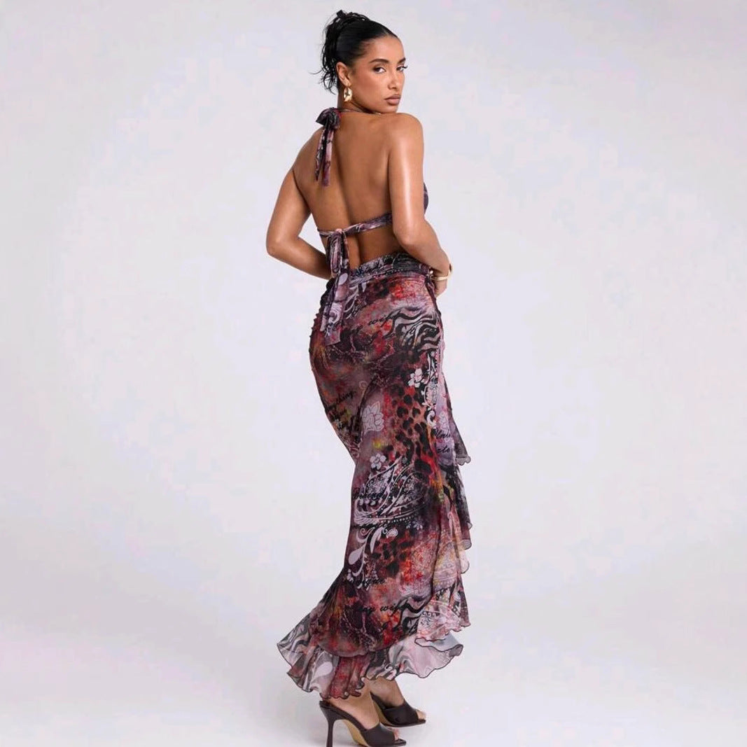 Tie-dye Print Separate Swimwear Dress