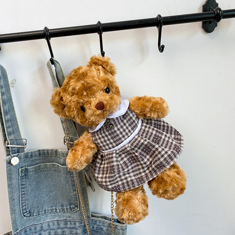 Creative Teddy Bear Chain Plush One Shoulder Messenger Bag