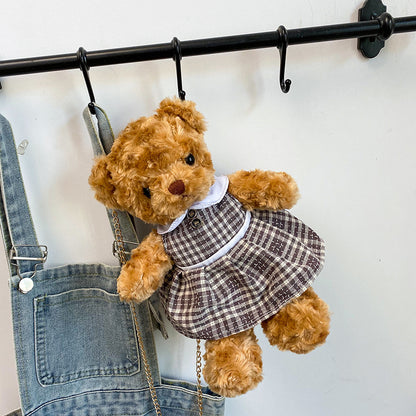 Creative Teddy Bear Chain Plush One Shoulder Messenger Bag