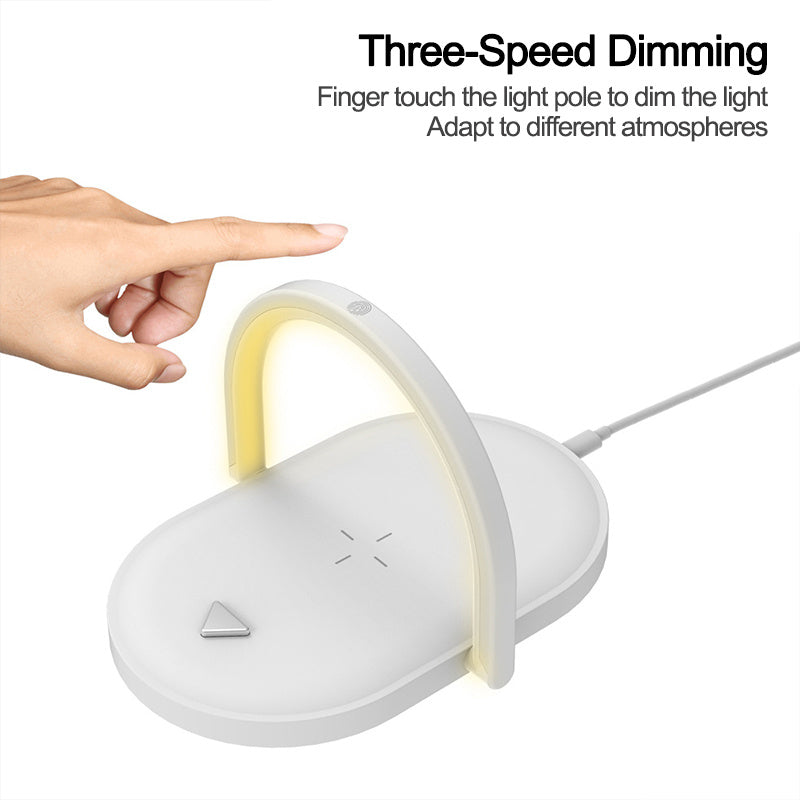 3-in-1 Faltbare kabellose Ladestation mit Nachtlicht und kabelloser Ladefunktion: Stonego LED-Lesetischlampe (15 W) mit Schnellladefunktion