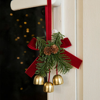 Christmas Little Bell Shape Velvet Bow Small Hanging Piece