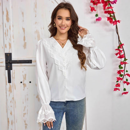 French-style Shirt With Stylish Flared Sleeves