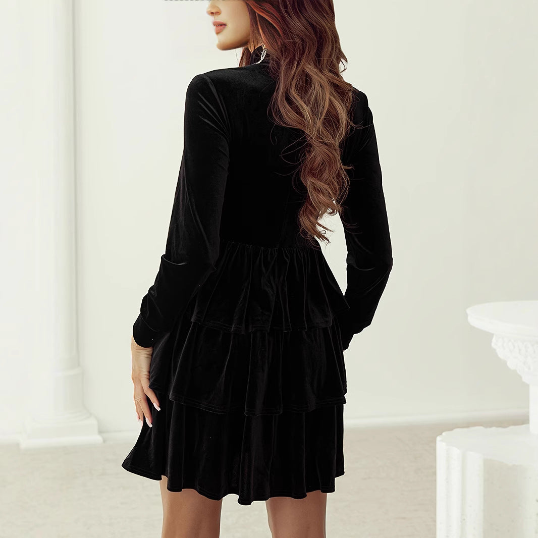 Solid-color High-waist Dress Women's Pleated Skirt