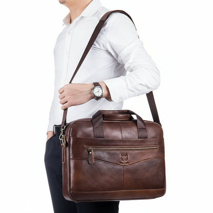 Premium Leather Messenger Bag - Large Capacity Business Briefcase for Men | BULLCAPTAIN