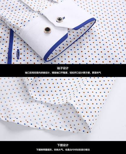 Slim-fit Business Dress Men's Shirt Fashionable Printed Thin Casual Shirt Youth Long-sleeved Fashionable All-match Top for Men