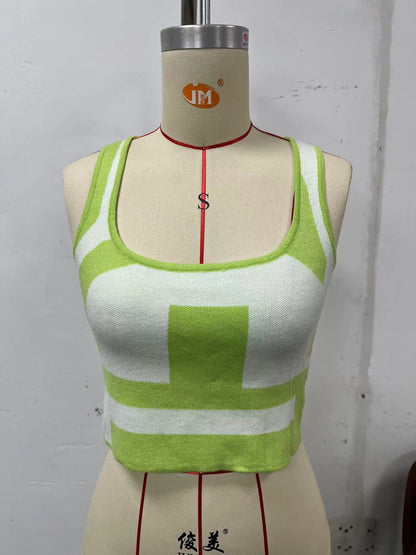 New Women's Spring And Summer Contrast Color Sexy U Collar Camisole