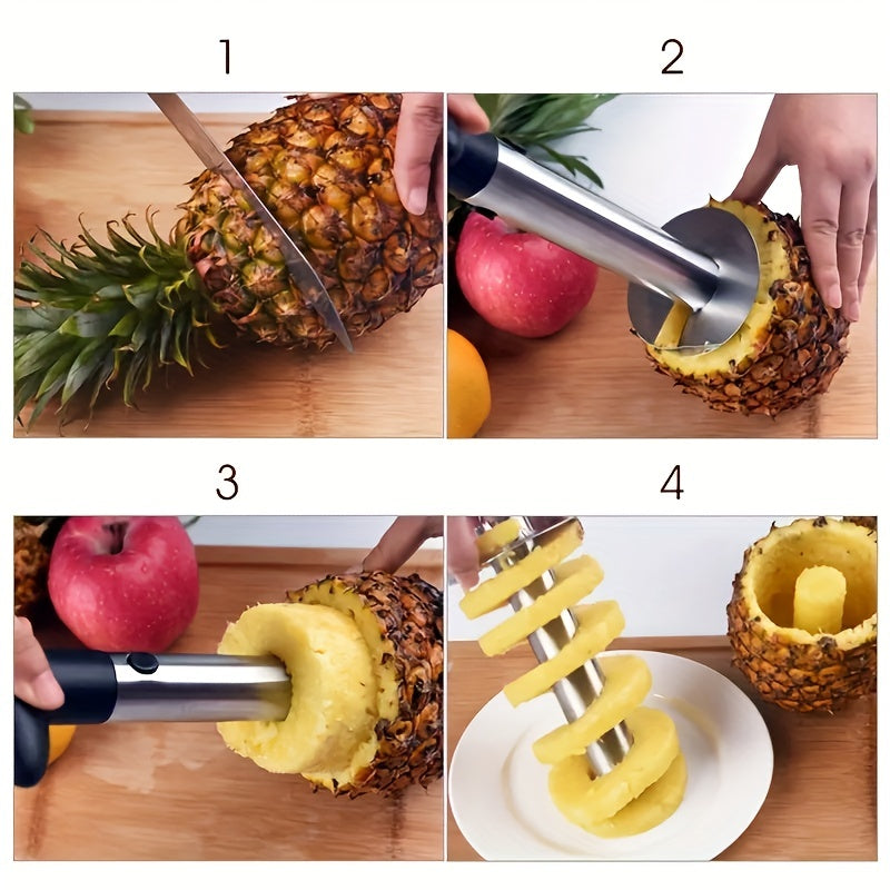 1pc Stainless Steel Pineapple Corer & Slicer: The Ultimate Household Kitchen Gadget for Fruit Core Removal!