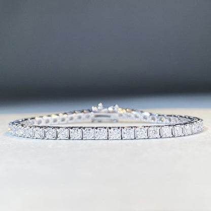 Sterling Silver Tennis Chain Moissanite Necklace Moissanite Braceletunisex Design