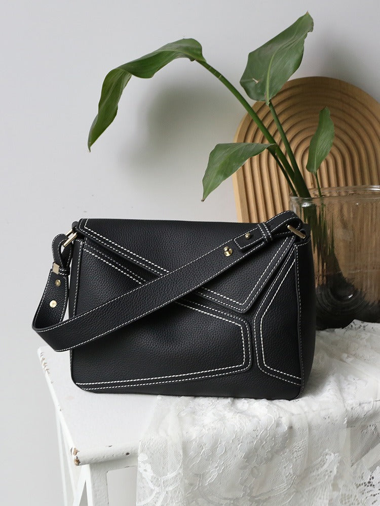 Leather Messenger Bag | Premium Cowhide Shoulder Bag