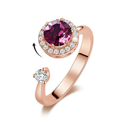 Europe and the United States new personality rotating ring female crystal ring
