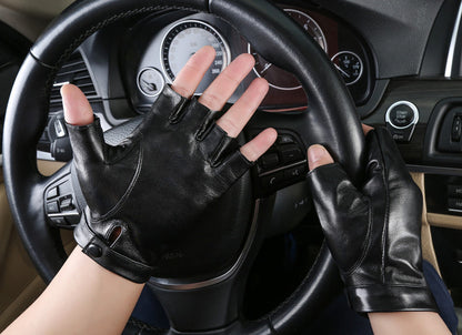 Motorcycle Sheepskin Half-Finger Gloves Men's Summer Thin Driving and Cycling Motorcycle Outdoor Riding Fitness Tactical Fingerless