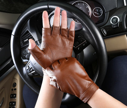 Motorcycle Sheepskin Half-Finger Gloves Men's Summer Thin Driving and Cycling Motorcycle Outdoor Riding Fitness Tactical Fingerless
