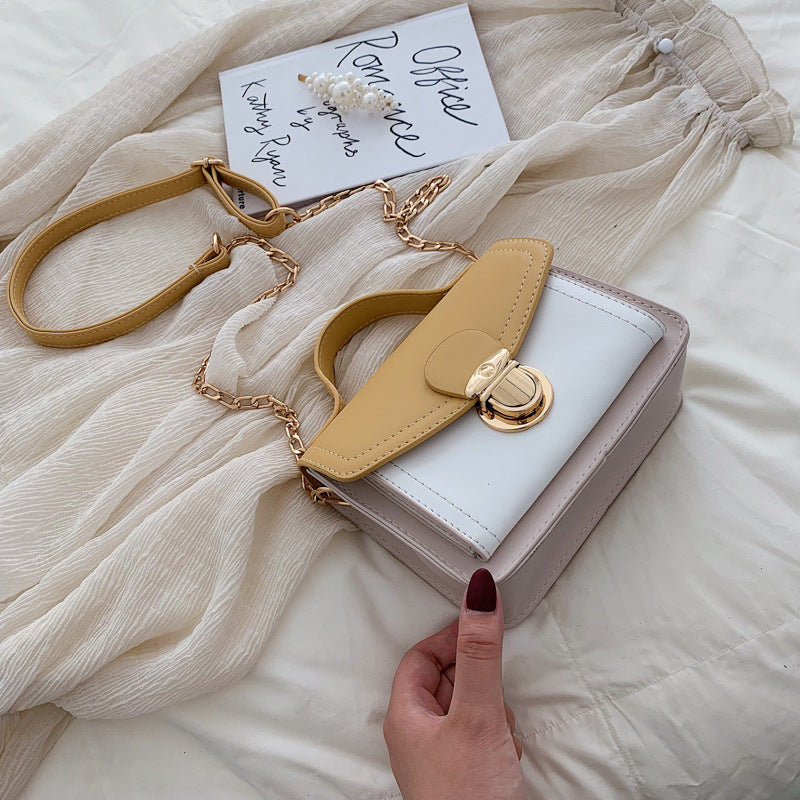Color contrast women's shoulder bag