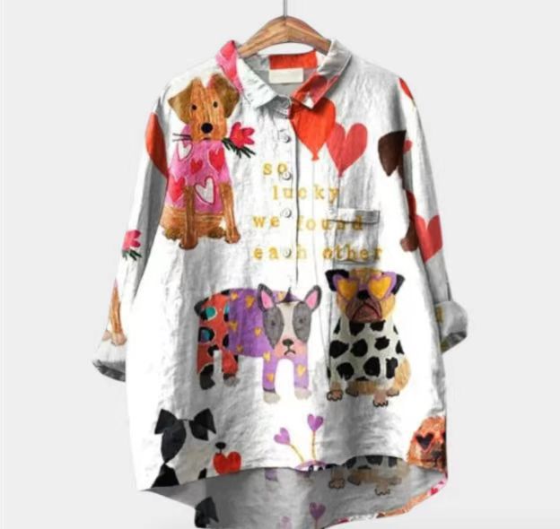 Long-sleeve Pullover Shirt With Digital Animal Print