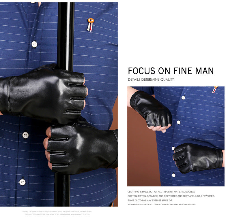 Motorcycle Sheepskin Half-Finger Gloves Men's Summer Thin Driving and Cycling Motorcycle Outdoor Riding Fitness Tactical Fingerless