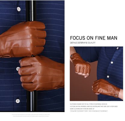 Motorcycle Sheepskin Half-Finger Gloves Men's Summer Thin Driving and Cycling Motorcycle Outdoor Riding Fitness Tactical Fingerless