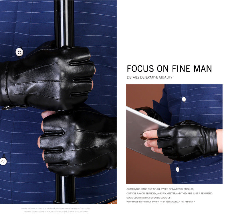 Motorcycle Sheepskin Half-Finger Gloves Men's Summer Thin Driving and Cycling Motorcycle Outdoor Riding Fitness Tactical Fingerless