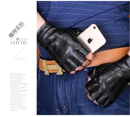 Motorcycle Sheepskin Half-Finger Gloves Men's Summer Thin Driving and Cycling Motorcycle Outdoor Riding Fitness Tactical Fingerless