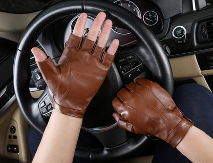 Motorcycle Sheepskin Half-Finger Gloves Men's Summer Thin Driving and Cycling Motorcycle Outdoor Riding Fitness Tactical Fingerless