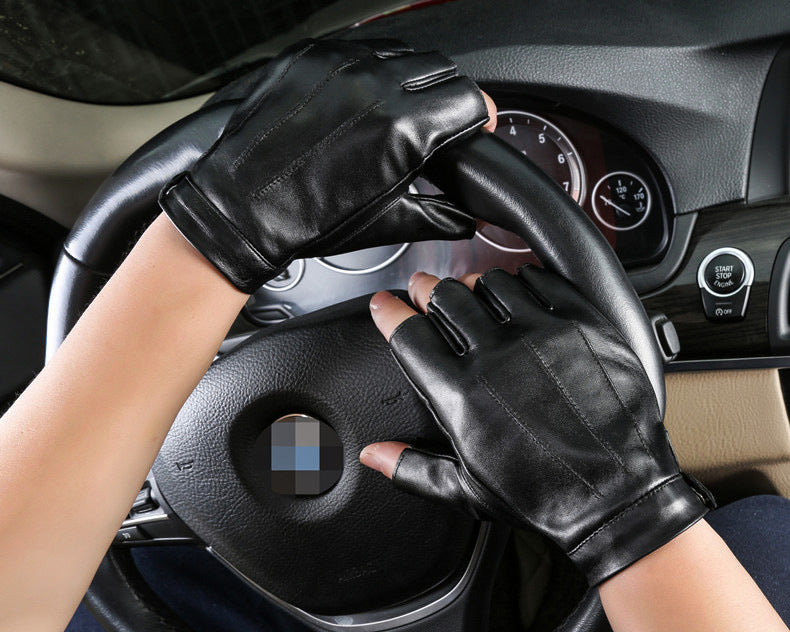 Motorcycle Sheepskin Half-Finger Gloves Men's Summer Thin Driving and Cycling Motorcycle Outdoor Riding Fitness Tactical Fingerless