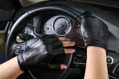 Motorcycle Sheepskin Half-Finger Gloves Men's Summer Thin Driving and Cycling Motorcycle Outdoor Riding Fitness Tactical Fingerless