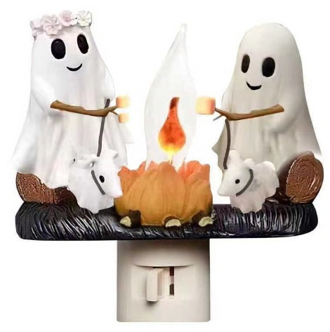 Ghost & Bonfire Night Lamp - Creative Resin Flickering LED Light with 7 Designs