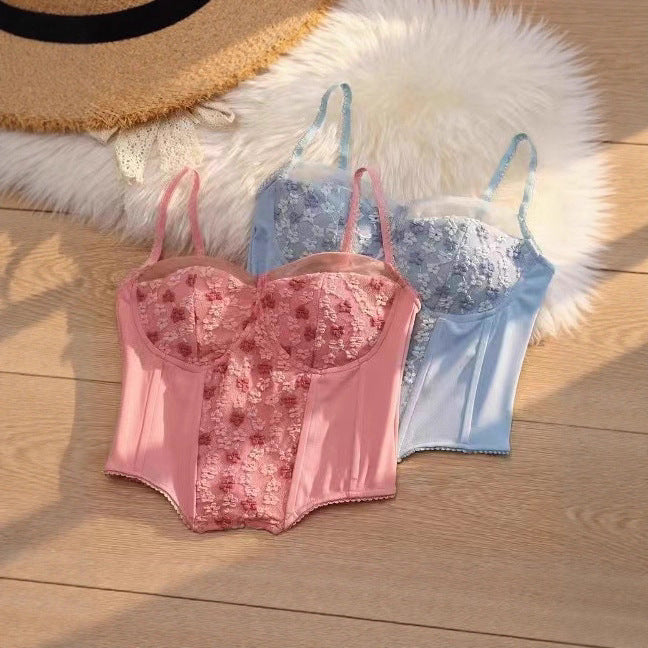 Pure And Seductive Lace Fishbone Camisole For WomenOuterwear And Underwear