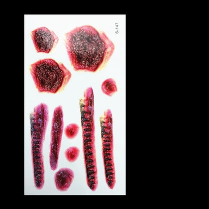 Realistic Fake Wound Tattoo Stickers - Halloween Special Effects Makeup - Waterproof Scar Temporary Tattoos