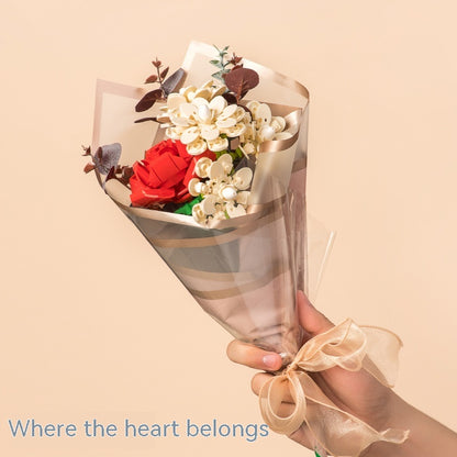 Assembled Building Blocks Flower Rose Holding Valentine's Day Gift