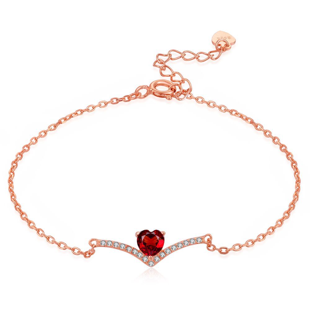 Natural heart shaped red pomegranate bracelet
