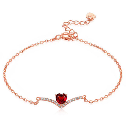 Natural heart shaped red pomegranate bracelet