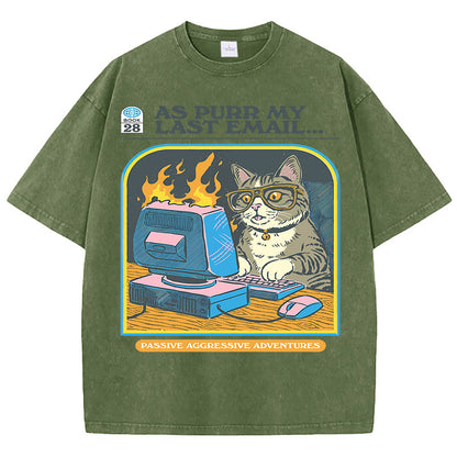 Men's Cat Playing Game Print Top