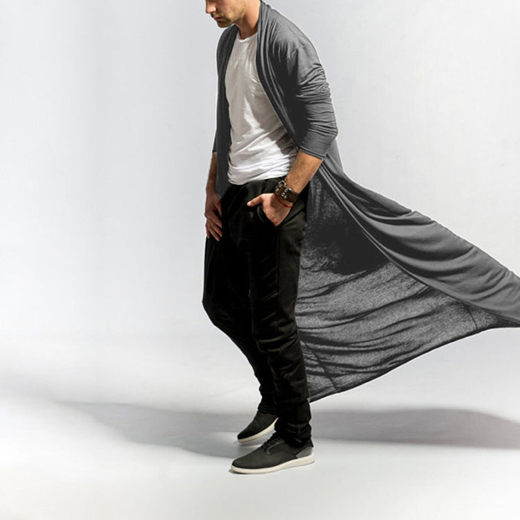 Lässiger, langer, schmal geschnittener Trenchcoat für Herren