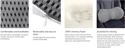 Premium Memory Foam Lumbar Support Pillow - Ergonomic Back Pain Relief for Office Chair, Car Seat & Home - Orthopedic Lower Back Cushion