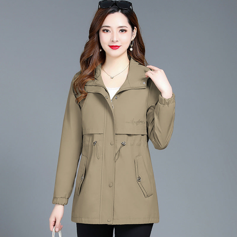 Women's Mid-length Hooded Trench Coat