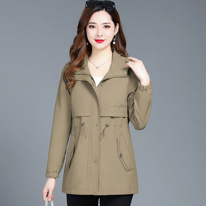 Women's Mid-length Hooded Trench Coat