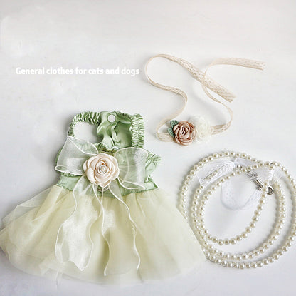 Tow Clothes Dog Cat Go Out Tow Rope Bow