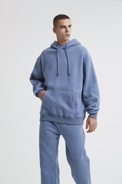 Herren-Kapuzenpullover in Himmelblau, lässiges Sweatshirt aus Polyester und Baumwolle, Oversized