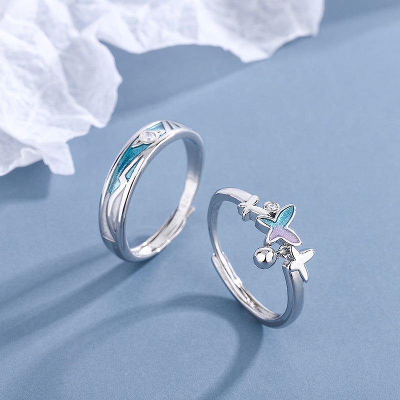 Butterfly Couple Ring Pair Ring Simple Valentine's Day Gift