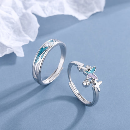 Butterfly Couple Ring Pair Ring Simple Valentine's Day Gift